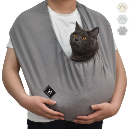 PAWPUBBY M Cat Bonding Comfort Sling Carrier - Durable Fleece Fabric, Soft Hug Design, Safety Harness, Adjustable Neck/Shoulder Support, Dual-Way Wear, Ideal for Small to Medium Pets up to 18 lbs, Portable and Convenient