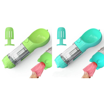 Pet Water Bottle Feeder Bowl Garbage Bag Storage Portable Pet Outdoor Travel 3 in 1 Dog Water Bottle