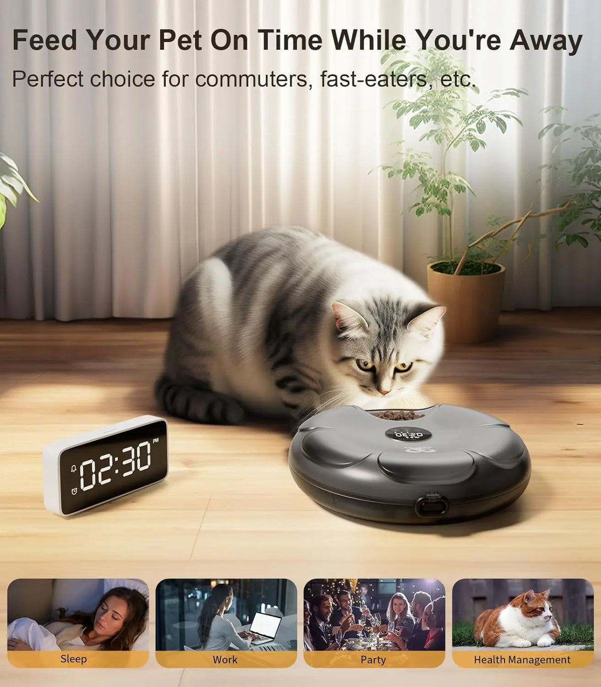 Automatic Cat Feeder Cordless - Automatic Cat Food Dispenser for Wet Moist Food with 4 Ice Packs Rechargeable Auto Feeder for Cats