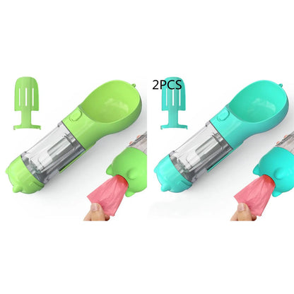 Pet Water Bottle Feeder Bowl Garbage Bag Storage Portable Pet Outdoor Travel 3 in 1 Dog Water Bottle