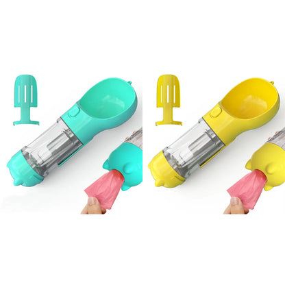 Pet Water Bottle Feeder Bowl Garbage Bag Storage Portable Pet Outdoor Travel 3 in 1 Dog Water Bottle