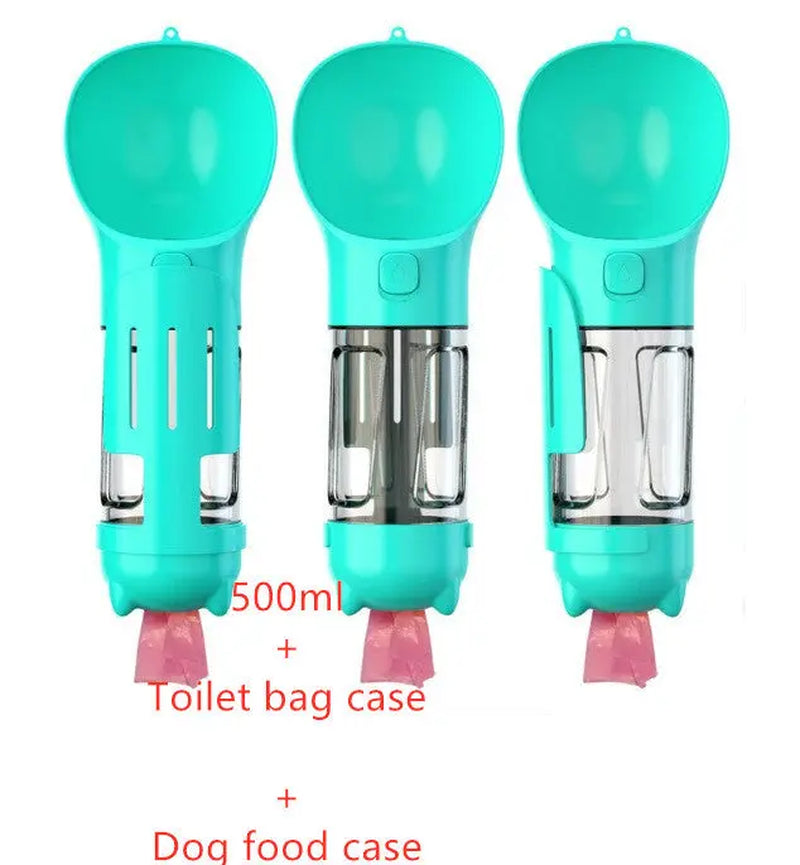 Pet Water Bottle Feeder Bowl Garbage Bag Storage Portable Pet Outdoor Travel 3 in 1 Dog Water Bottle