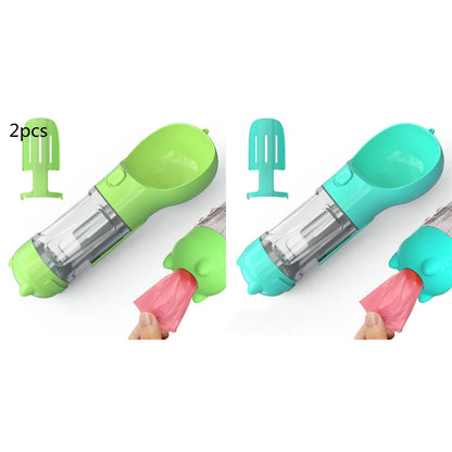 Pet Water Bottle Feeder Bowl Garbage Bag Storage Portable Pet Outdoor Travel 3 in 1 Dog Water Bottle