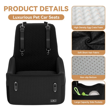 [5-Year Warranty] PETSFIT Dog Booster Car Seat for Small/Medium Dogs up to 35 Lbs – Patented Safety System, 6" Memory Foam Pet Car Seat, Fully Detachable and Washable Cover, Front/Back Seat Travel Booster