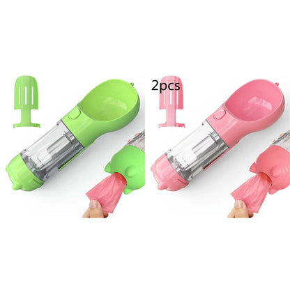 Pet Water Bottle Feeder Bowl Garbage Bag Storage Portable Pet Outdoor Travel 3 in 1 Dog Water Bottle