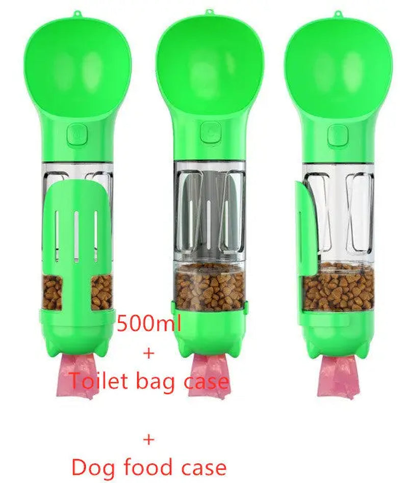 Pet Water Bottle Feeder Bowl Garbage Bag Storage Portable Pet Outdoor Travel 3 in 1 Dog Water Bottle
